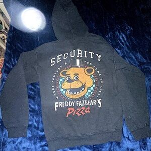 Feddy Fazbears Pizzaria Security zip up hoodie size S Hot Topic